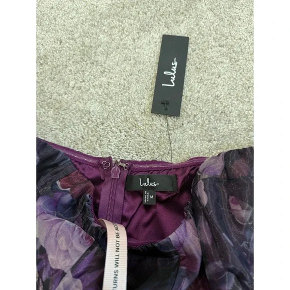 NWT Lulus Wonderful Waltz Purple Floral Print Strapless Bustier Maxi Dress Sz M - Picture 8 of 11